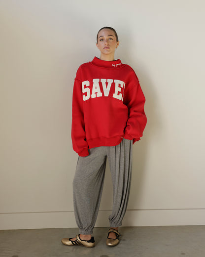 SAVED BY GRACE MOCK NECK SWEATSHIRT X RED
