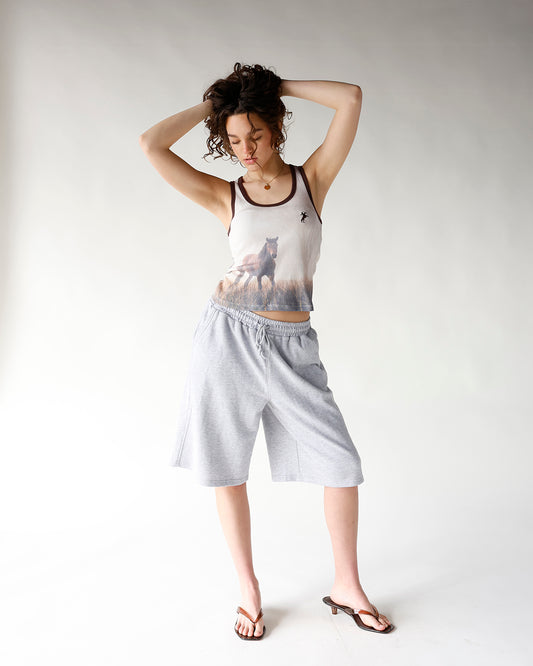 READY TO UNWIND SWEATSHORTS X HEATHER GREY