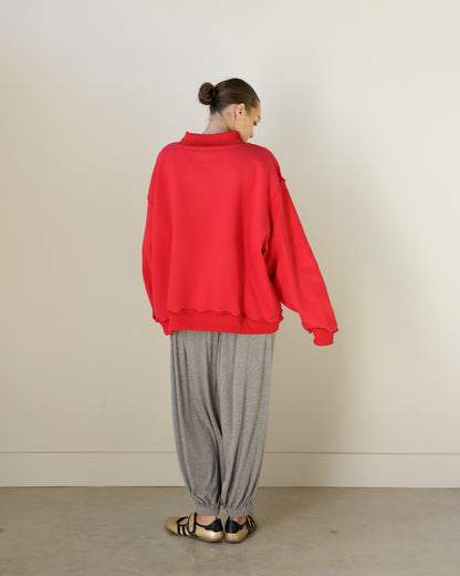 SAVED BY GRACE MOCK NECK SWEATSHIRT X RED