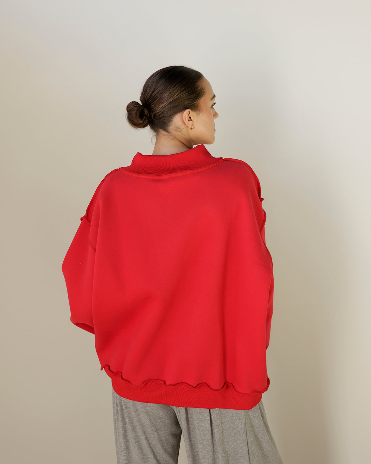 SAVED BY GRACE MOCK NECK SWEATSHIRT X RED