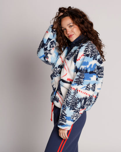 FREE PEOPLE HIT THE SLOPES PRINTED FLEECE JACKET X ALPINE COMBO