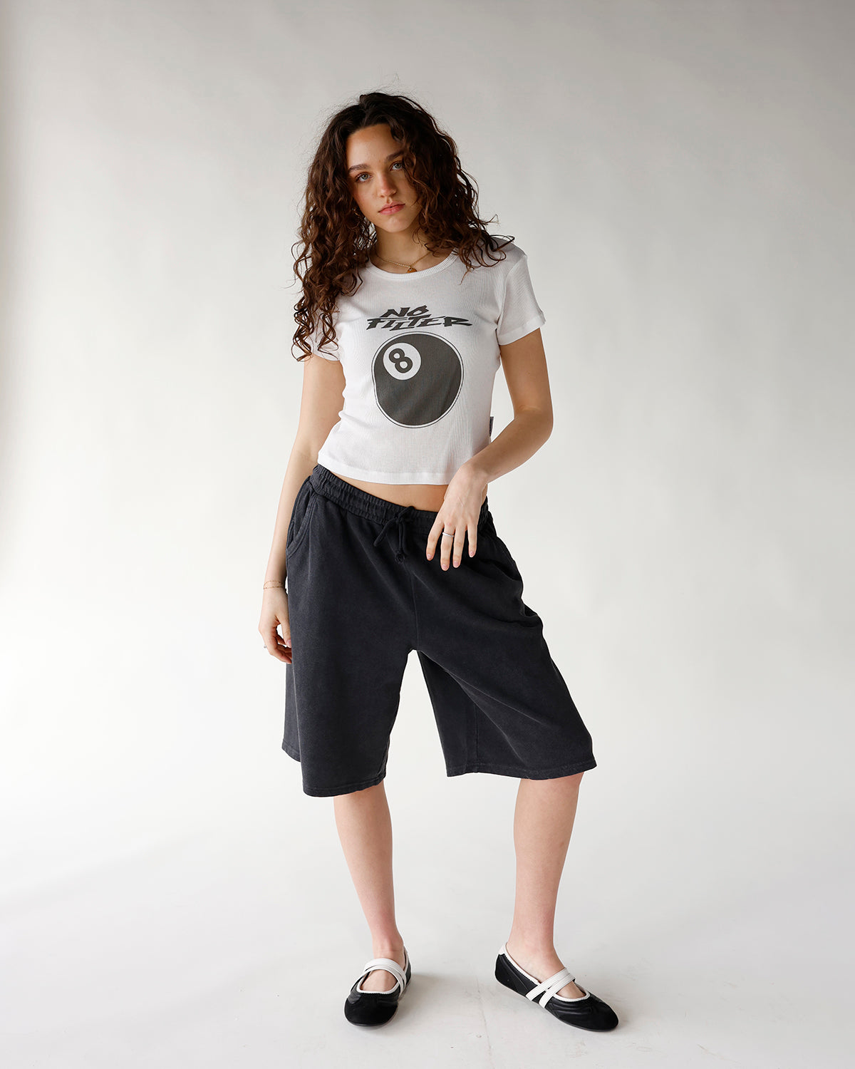 black bermuda length sweatshorts women's lounge shorts