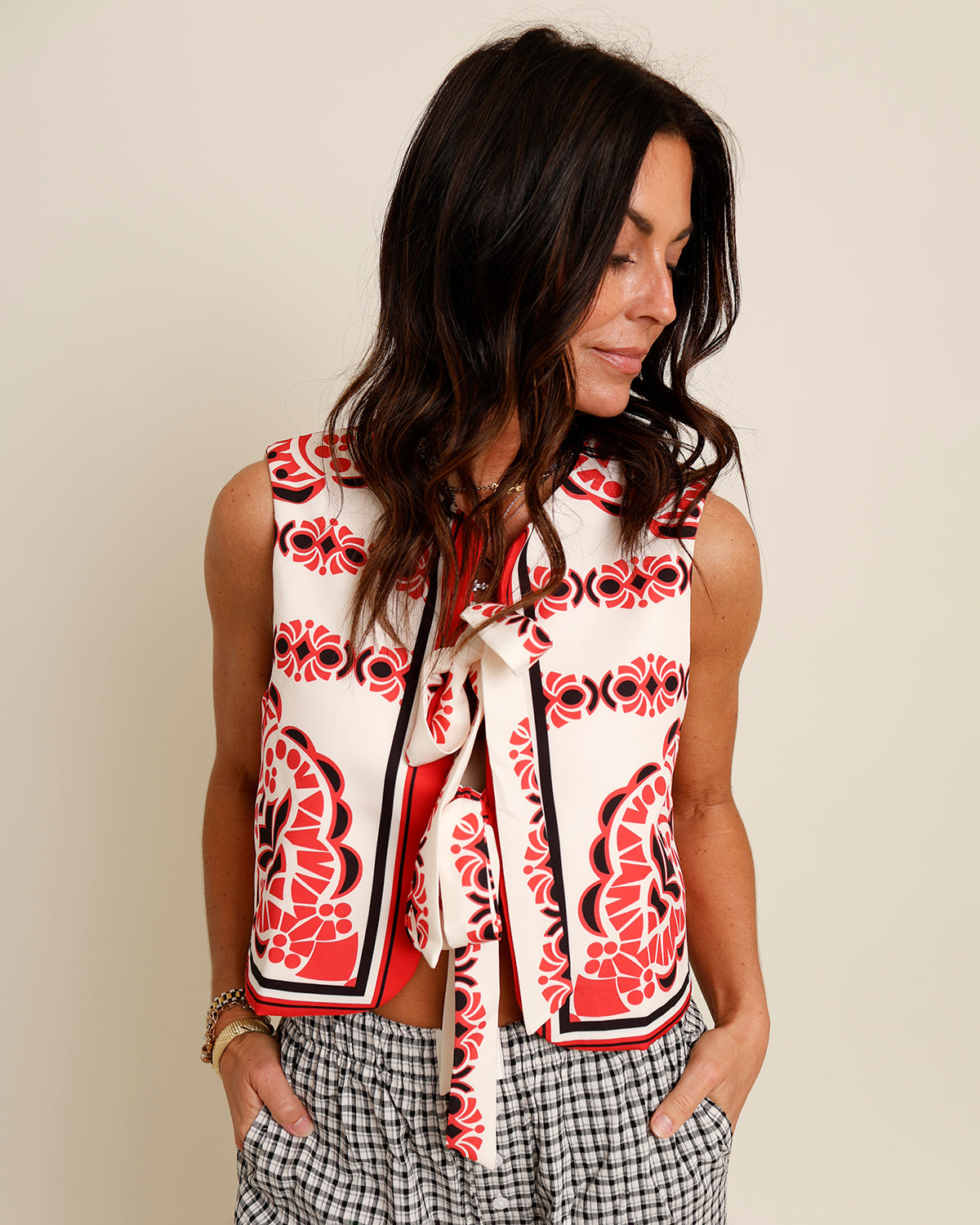 liberty tie-front top blouse 