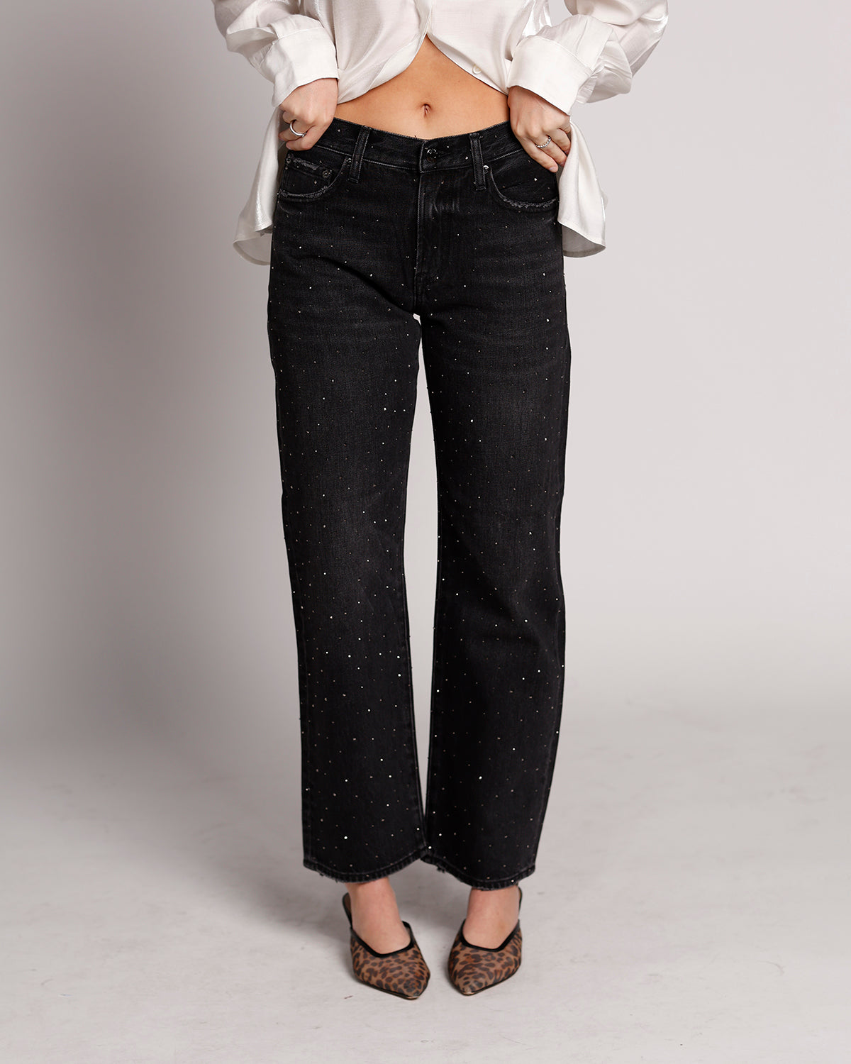 PISTOLA LEXI MID RISE BOWED STRAIGHT JEAN IN SILVER SCREEN