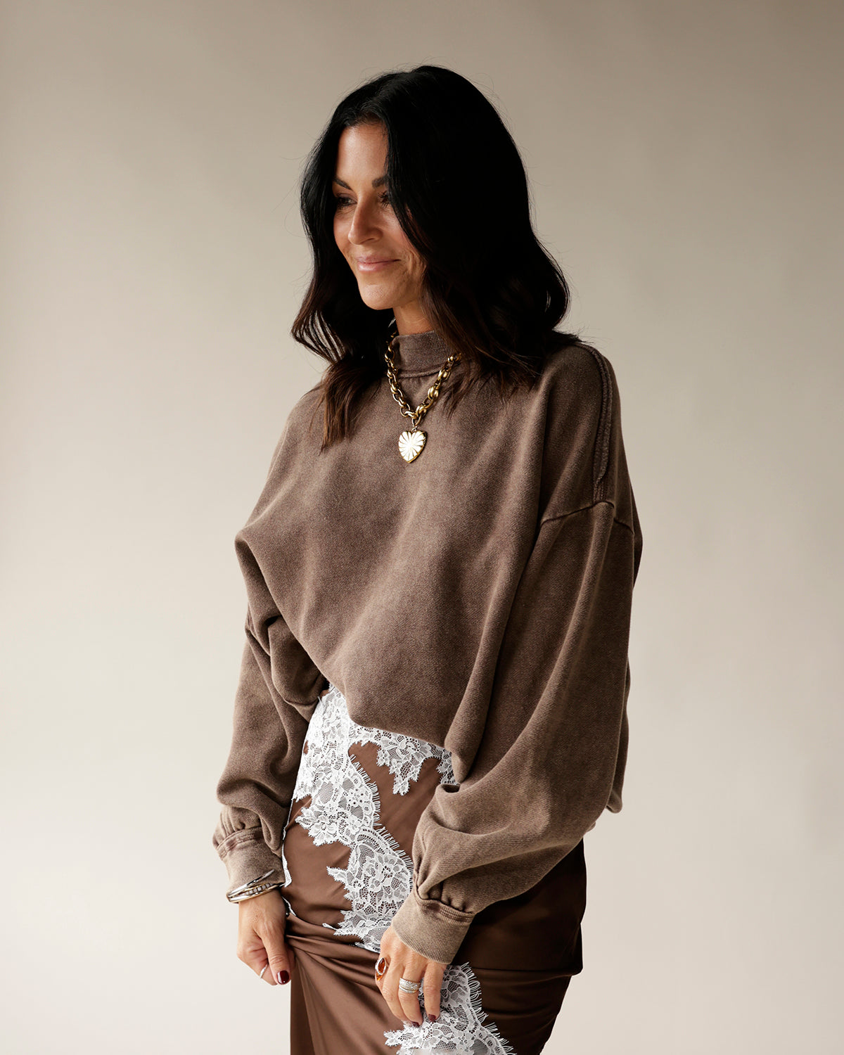STAPLE MINI MOCKNECK SWEATSHIRT X BROWN