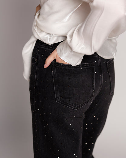 PISTOLA LEXI MID RISE BOWED STRAIGHT JEAN IN SILVER SCREEN
