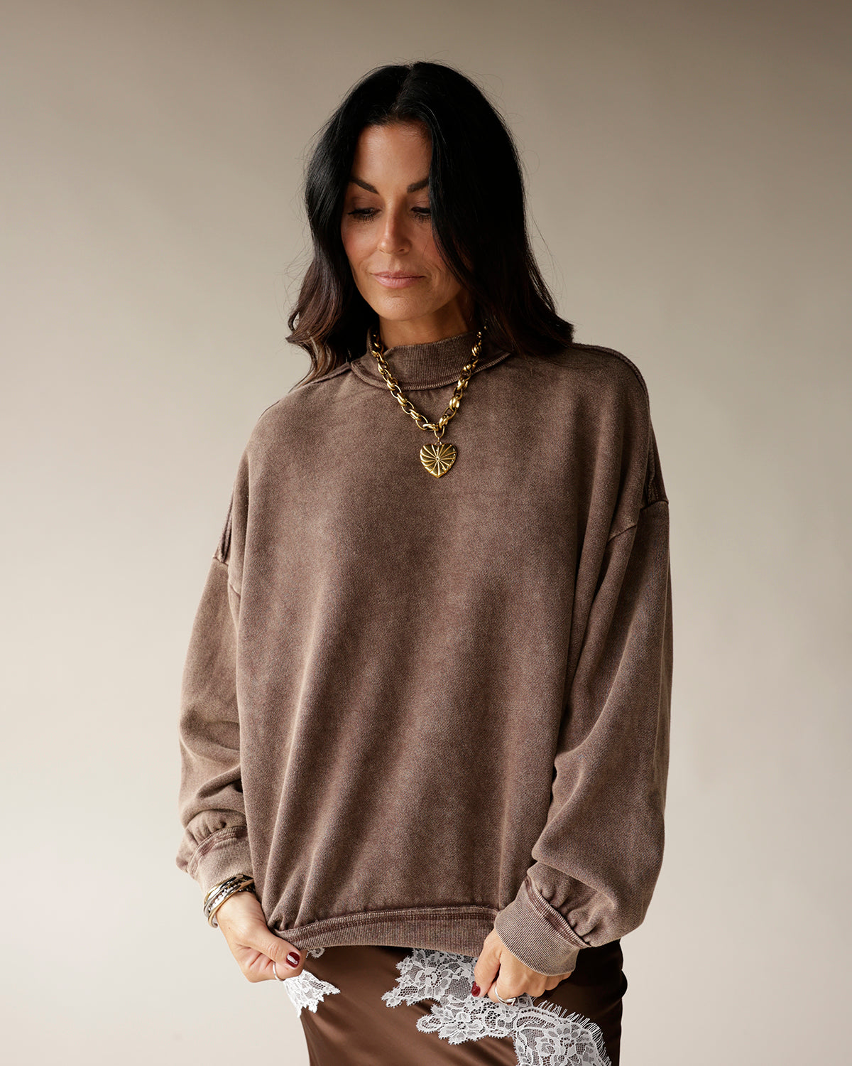 STAPLE MINI MOCKNECK SWEATSHIRT X BROWN