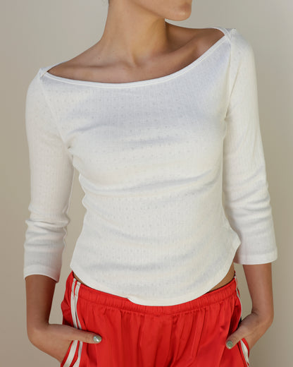 SCOOP OFF THE SHOULDER IVORY TOP