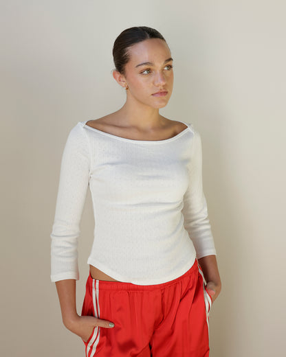 SCOOP OFF THE SHOULDER IVORY TOP
