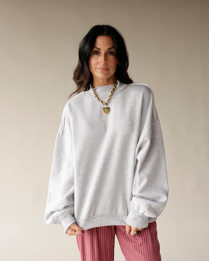 comfy sweatshirt, mock neck oversized sweatshirt classic sweatshirt heather grey sweatshirt lounge attire