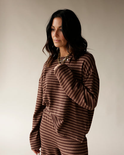 lounge sets striped loose top everyday comfy set coffee run outfit game day oversized long sleeve top relaxed comfy fitting top fall essential 