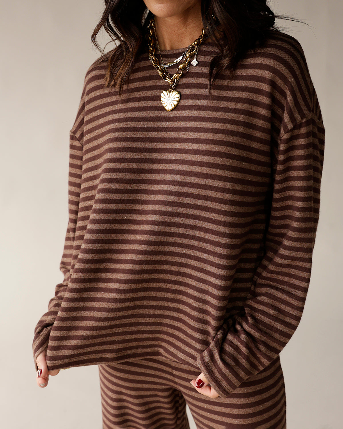 BARE TREE BRANCHES STRIPED LONG SLEEVE TOP