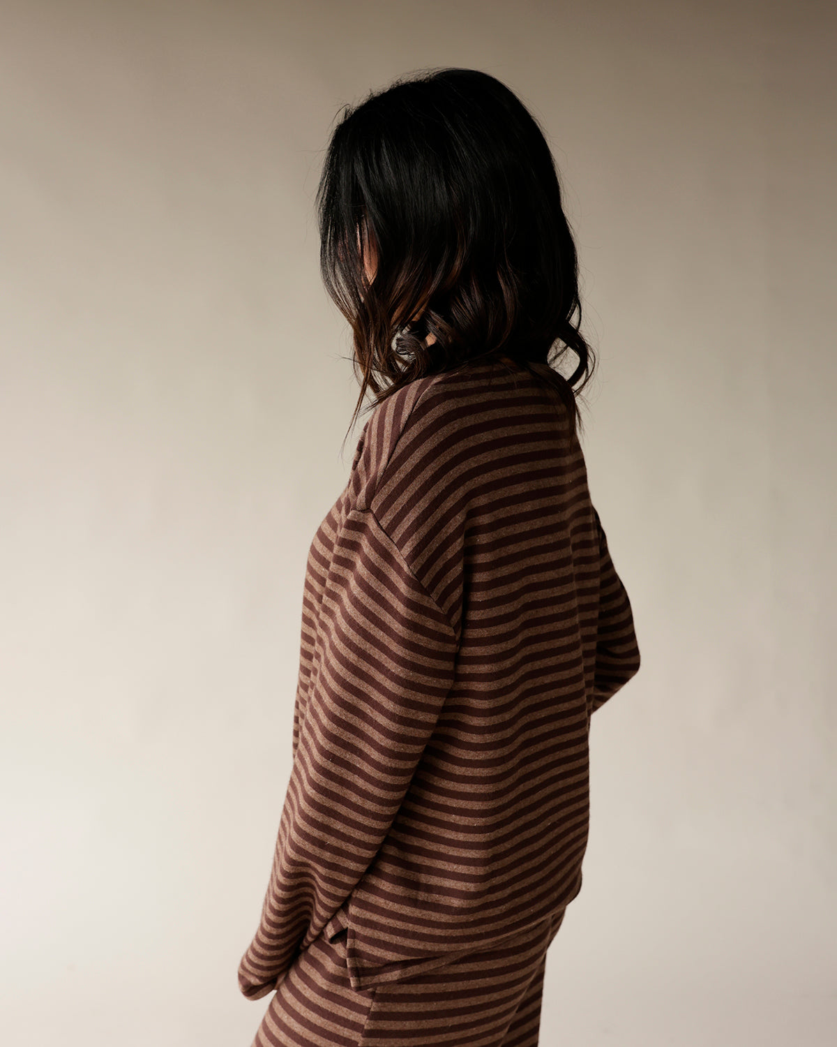 BARE TREE BRANCHES STRIPED LONG SLEEVE TOP