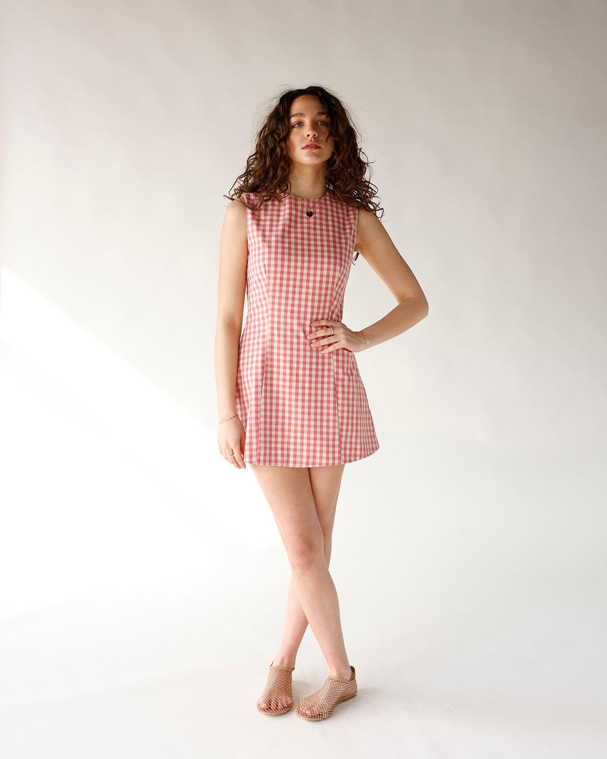 PRETTY IN PINK GINGHAM MINI DRESS