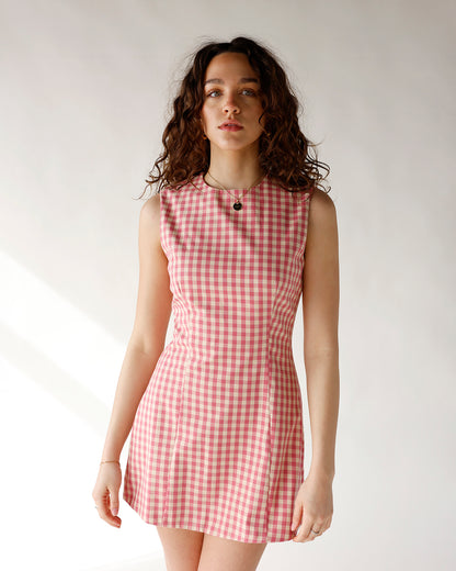 PRETTY IN PINK GINGHAM MINI DRESS