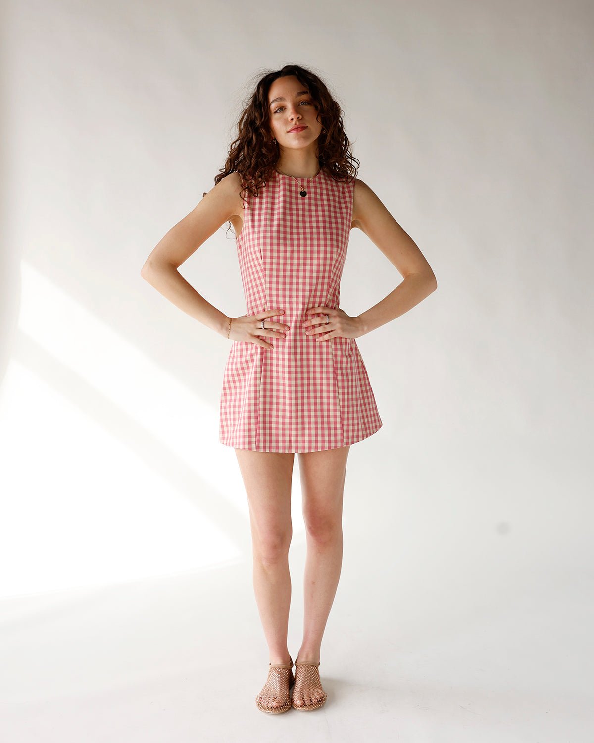 PRETTY IN PINK GINGHAM MINI DRESS