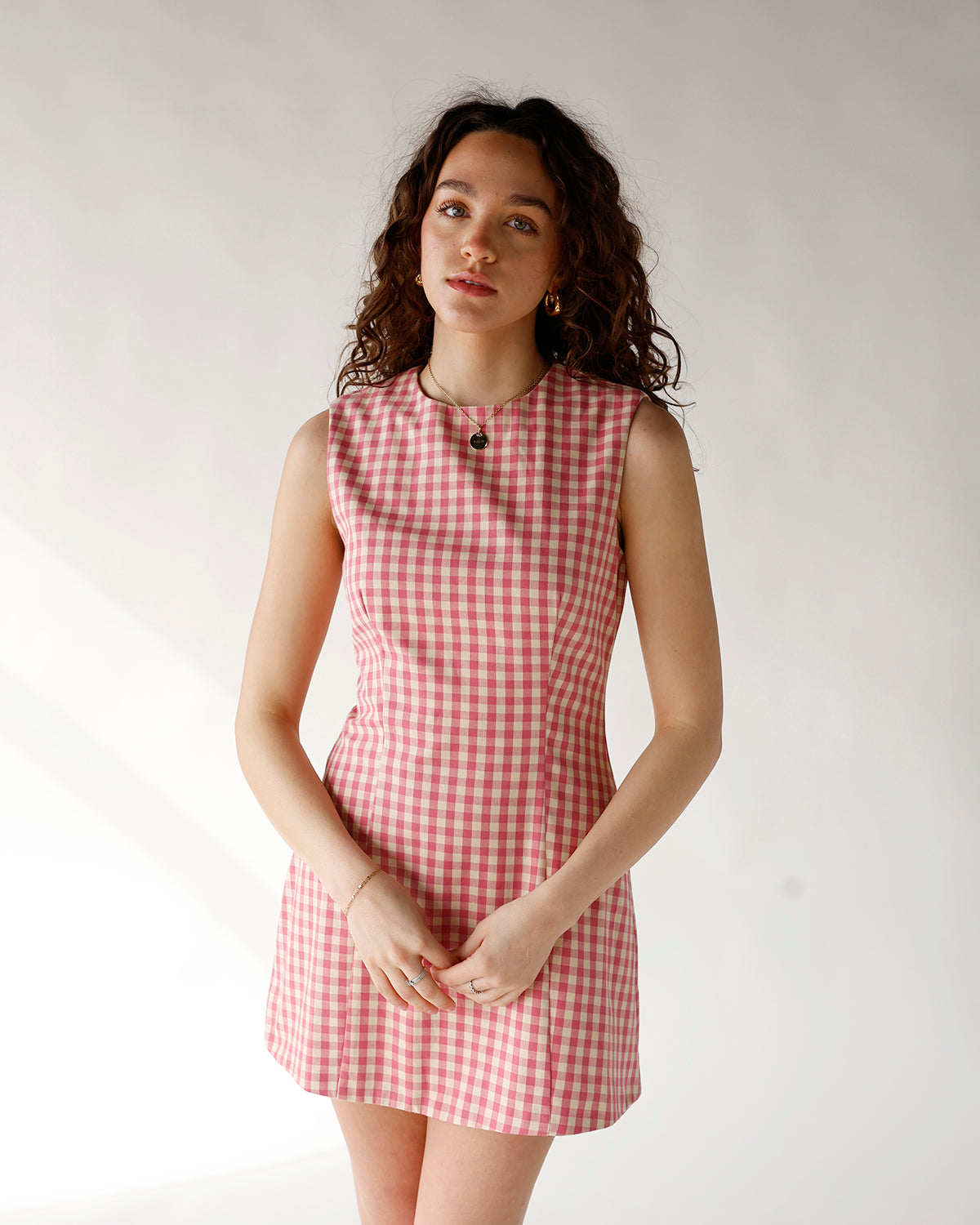 PRETTY IN PINK GINGHAM MINI DRESS