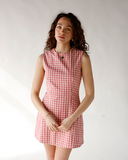 PRETTY IN PINK GINGHAM MINI DRESS
