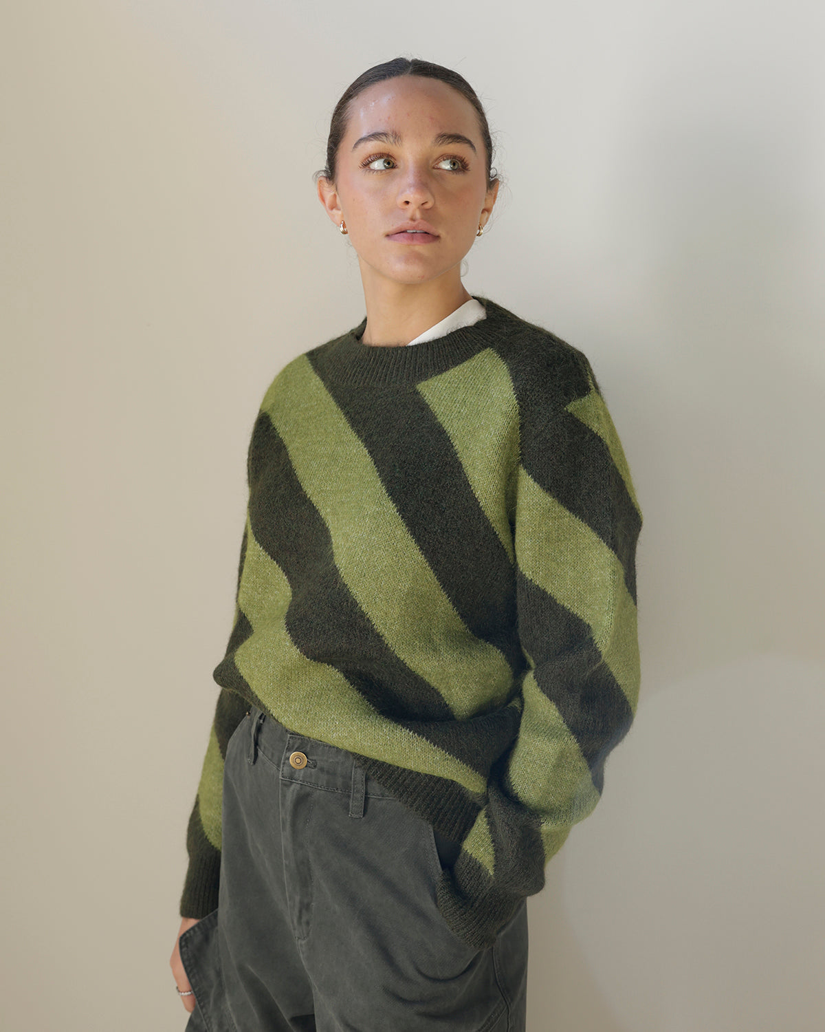 RETRO GREENS GRADE SCHOOL STRIPED SWEATER