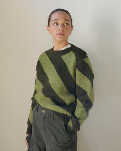 RETRO GREENS GRADE SCHOOL STRIPED SWEATER