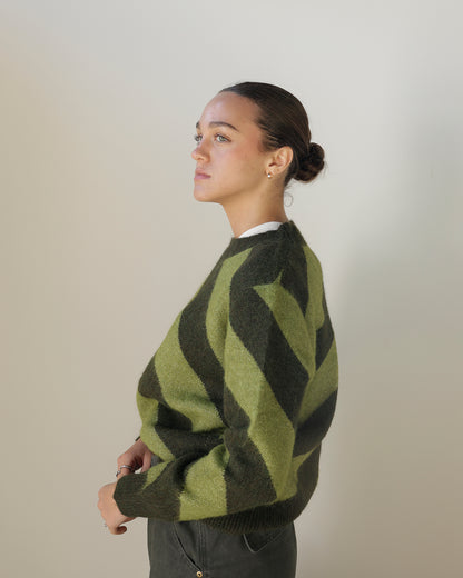 RETRO GREENS GRADE SCHOOL STRIPED SWEATER
