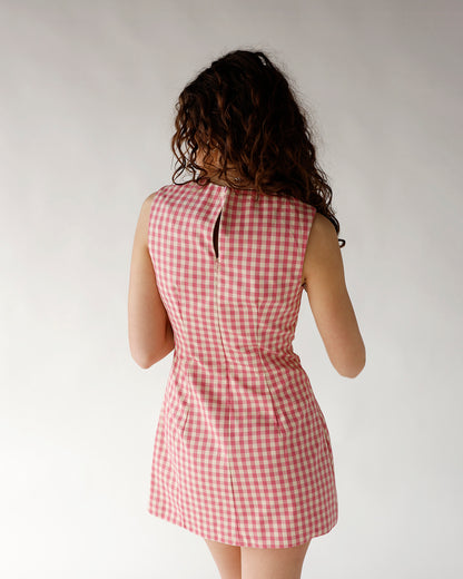 PRETTY IN PINK GINGHAM MINI DRESS