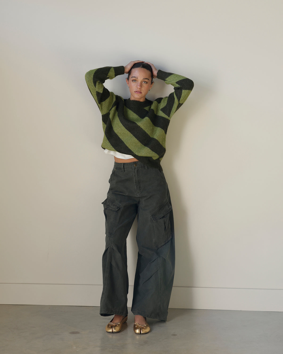 RETRO GREENS GRADE SCHOOL STRIPED SWEATER