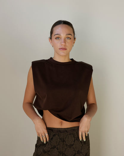 WORK WEAR ON REPEAT SLEEVELESS TOP X BROWN
