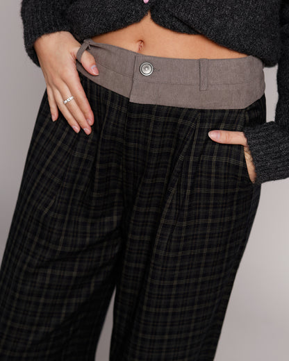 PLAID AFFAIR WIDE LEG PANTS