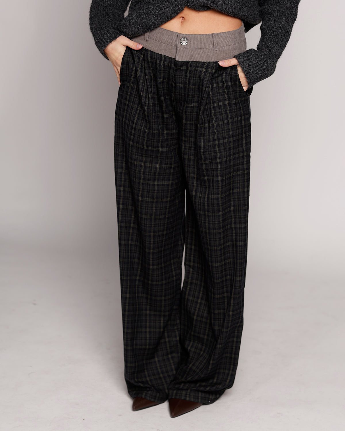 PLAID AFFAIR WIDE LEG PANTS