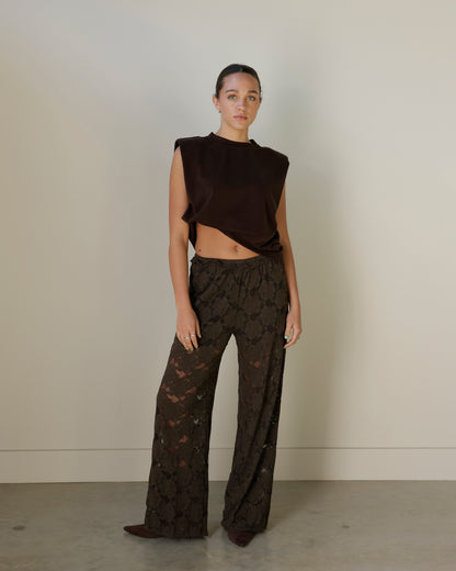 WORK WEAR ON REPEAT SLEEVELESS TOP X BROWN