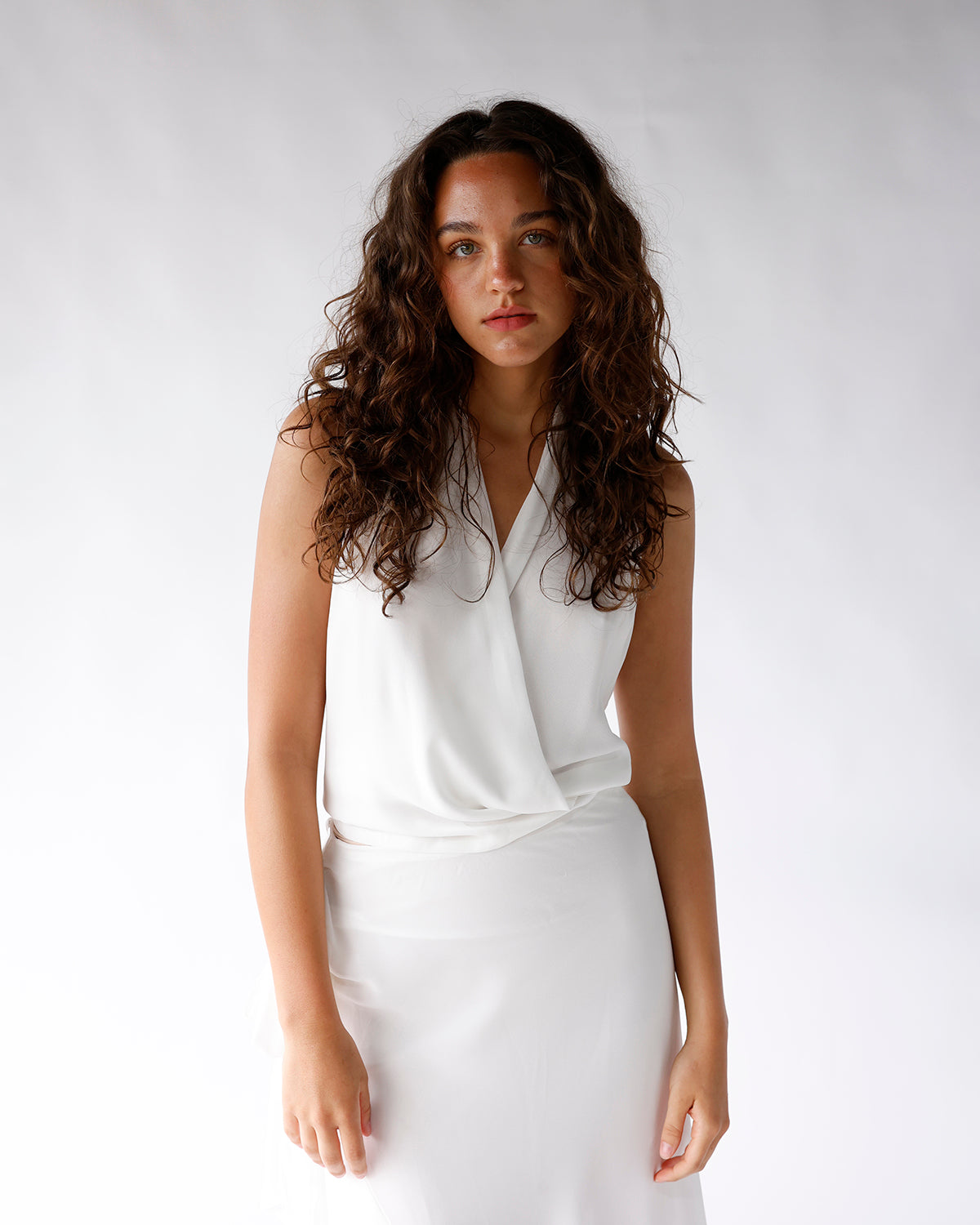 nia alessandro halter top white halter top with wrap front and open back