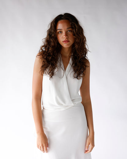 nia alessandro halter top white halter top with wrap front and open back