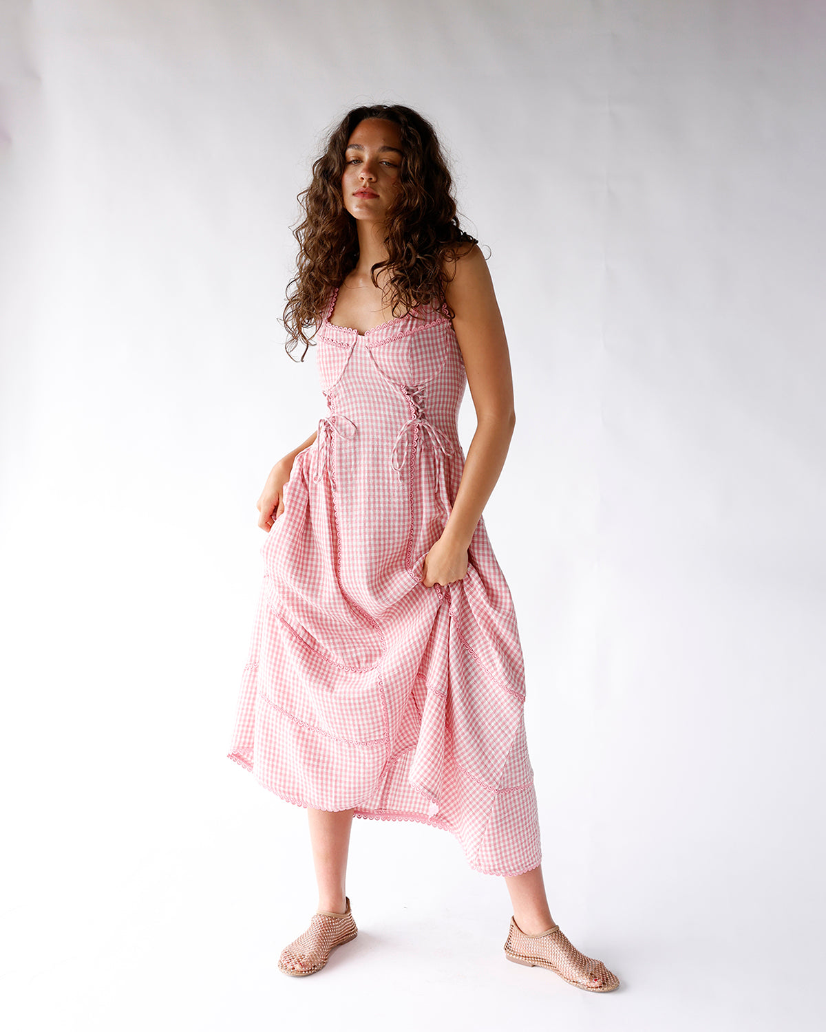 gingham corset dress Heartstring Midi with Style Silhouette large Size:3 (L) Navy Pants Black Dress Night Out %0D%0AYKK%20zipper%20(known%20as%20the%20most%20durable%20and%20reliable%20zippers%20manufactured%20today)