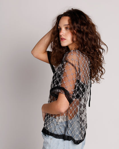 FREE PEOPLE LORI EMBELLISHED KNIT TOP