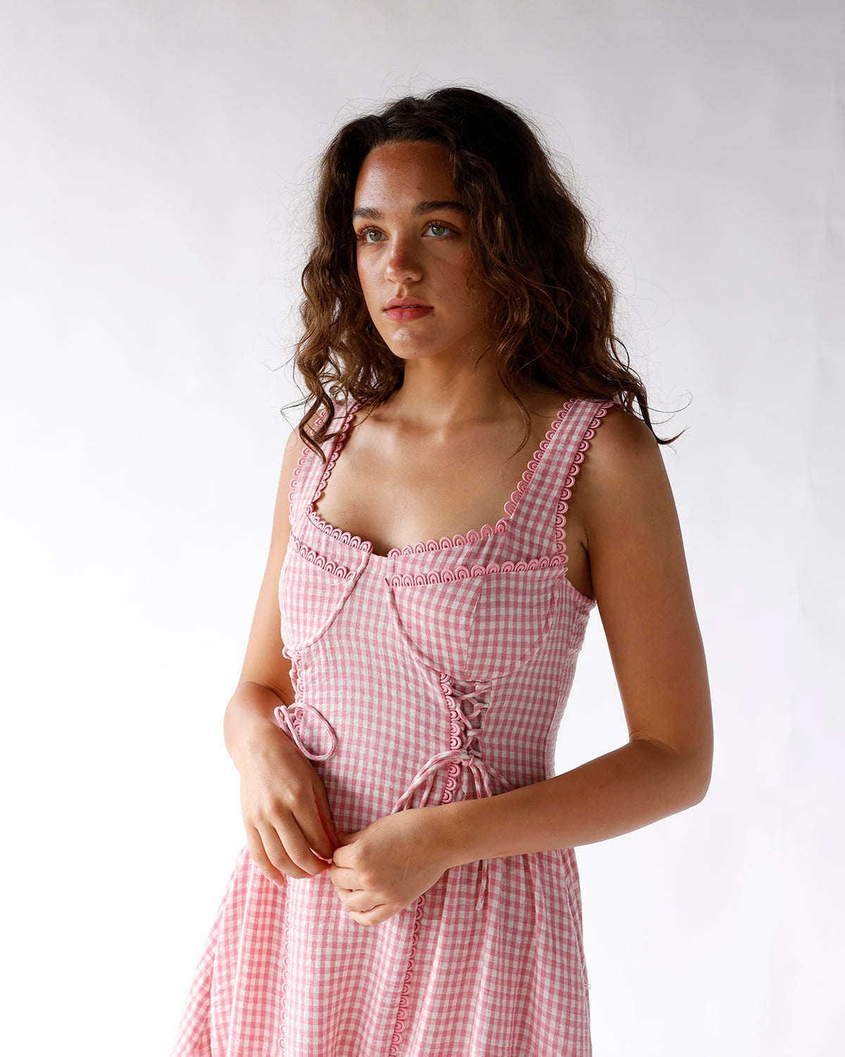 HEARTSTRING GINGHAM MIDI DRESS