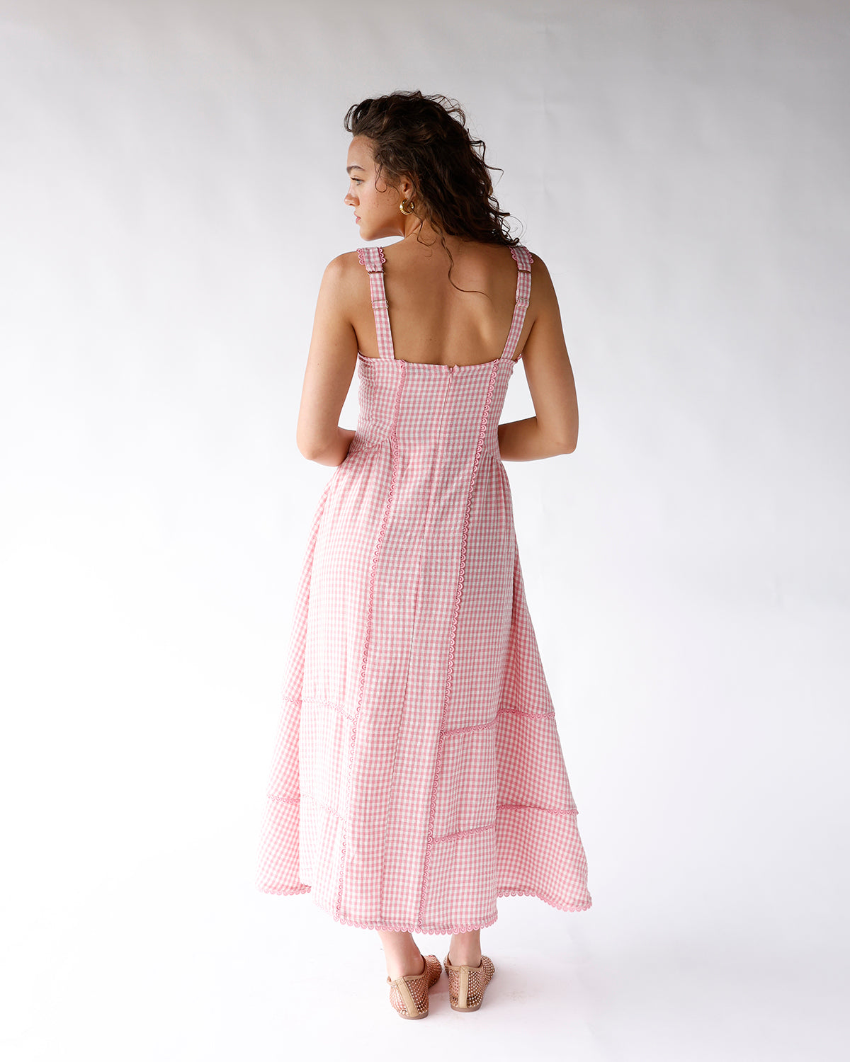 HEARTSTRING GINGHAM MIDI DRESS