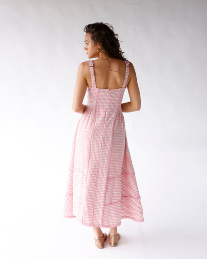 HEARTSTRING GINGHAM MIDI DRESS