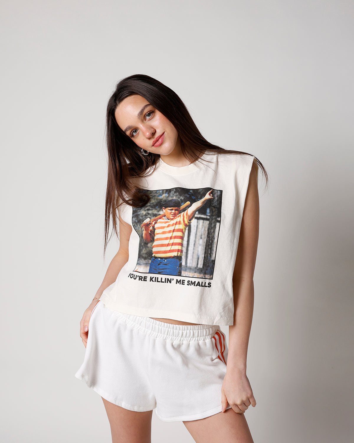 graphic muscle tee sandlot "you're killin' me smalls" graphic muscle tee women
