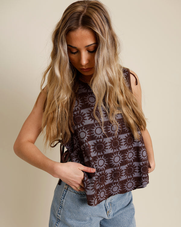 FREE PEOPLE SIDE-TIE TOWEL TERRY TOP