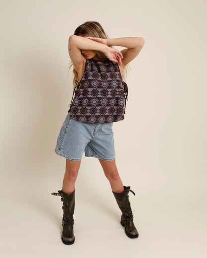 FREE PEOPLE SIDE-TIE TOWEL TERRY TOP
