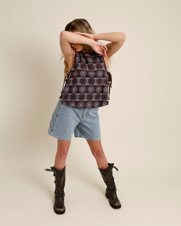 FREE PEOPLE SIDE-TIE TOWEL TERRY TOP