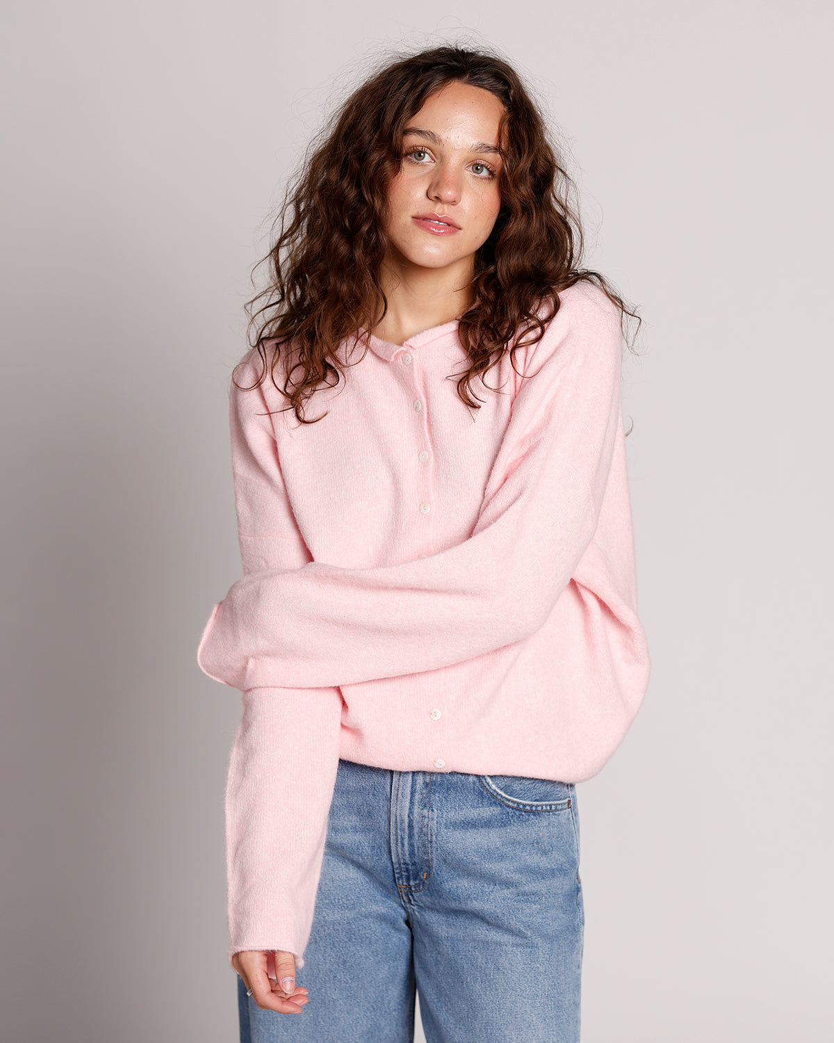 cult cardigan pink cardigan holiday top comfy cozy cardigan soft cardigan effortless time capsal wardrobe top 