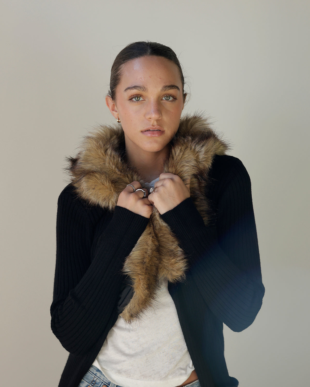 FURTASTIC BLACK MAXI CARDIGAN