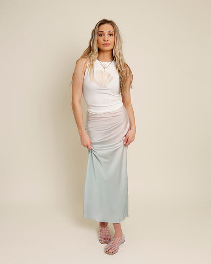 ombre satin slip skirt
