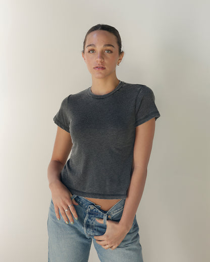 shop the daydreamer washed charcoal t-shirt featuring a vintage faded finish, relaxed fit and classic crewneck. the perfect everyday oversized tee.
