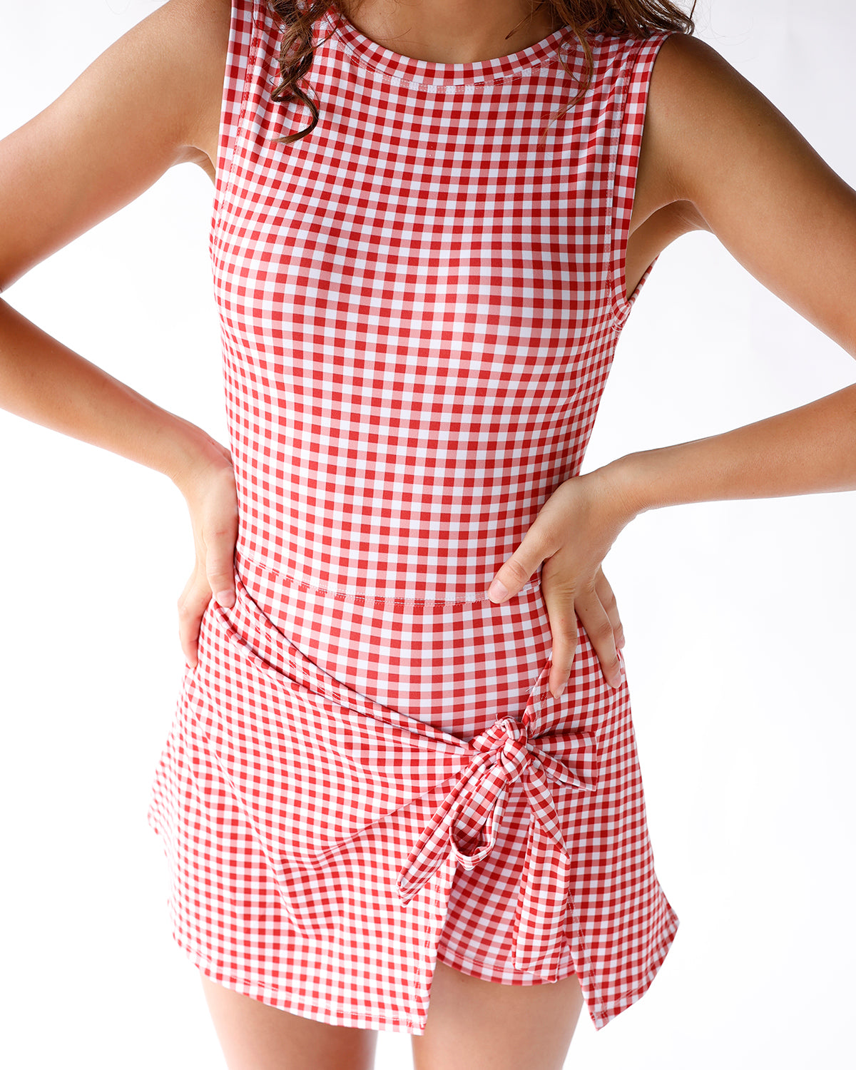 CHERRY BOMB GINGHAM MINI DRESS