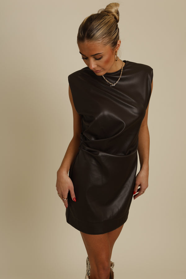 LUXE LEATHER MINI DRESS