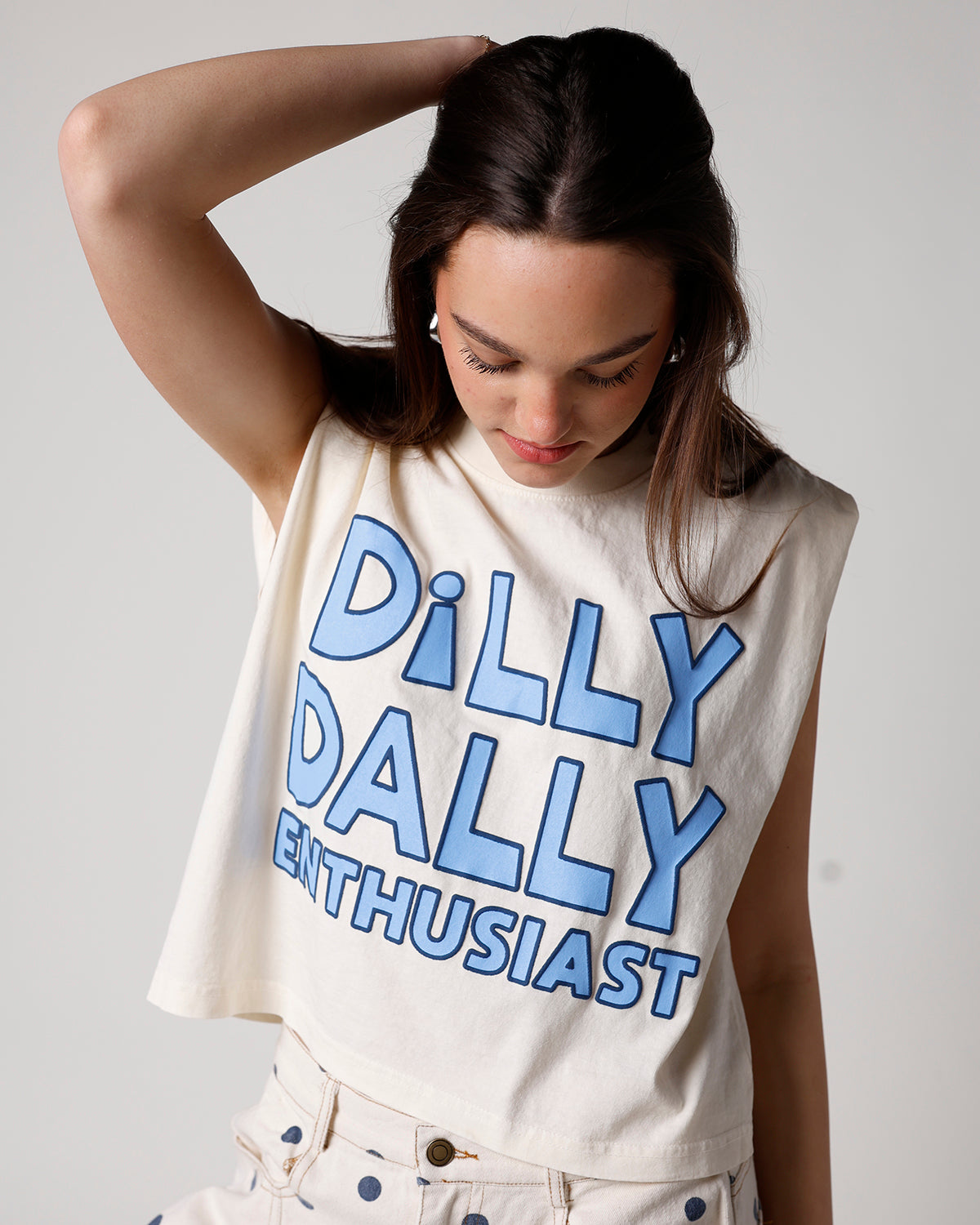 dilly dally enthusiast graphic muscle tee women's graphic muscle tee