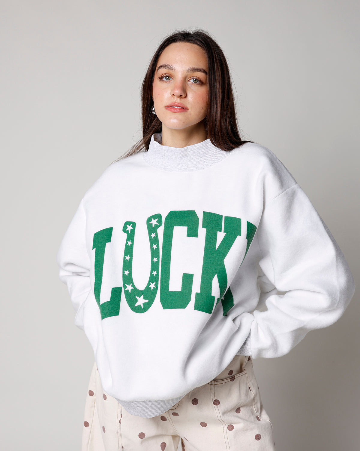 REVERSIBLE LUCKY MOCK NECK SWEATSHIRT